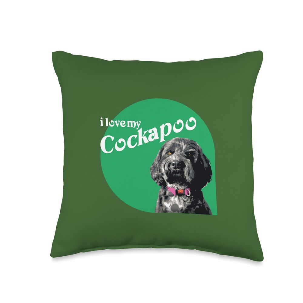 7734 i Love My Cockapoo Throw Pillow, 16x16, Multicolor